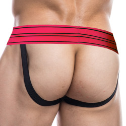CUT4MEN Jockstrap Rugby Noir-Rose neon